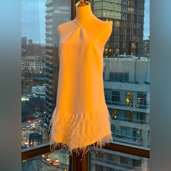 🆕 ALEXIS 🧿 NWOT Bristal Feather Trimmed Mini Dress, White, Sz S - Picture 3 of 16